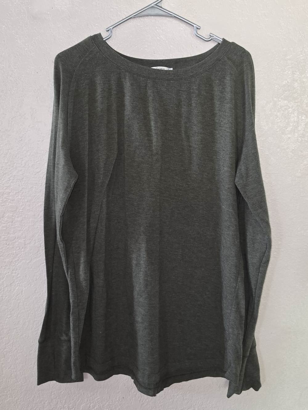 Classic Women's Long Sleeve Crewneck Top - Dark Olive